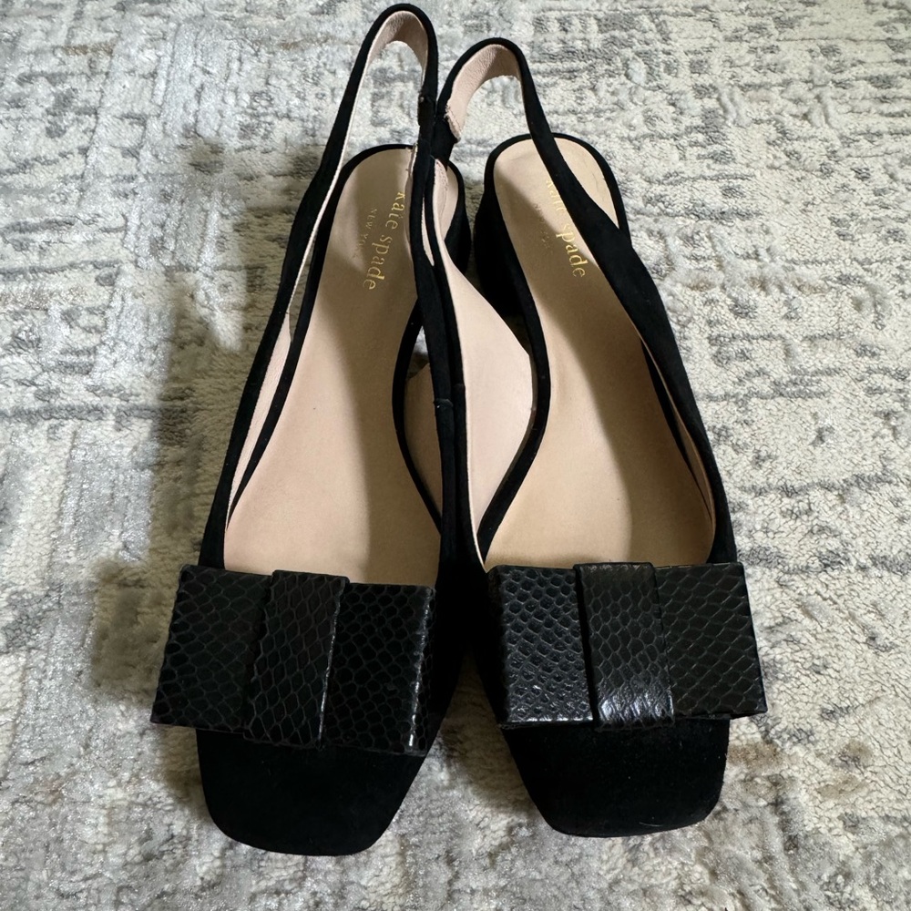 Kate Spade sling back kitty heel with bow, good used condition!